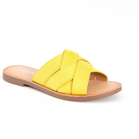 NEW Yellow Soda Slip on Sandals - Picture 2 of 7